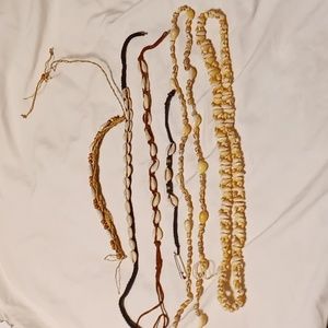 Vintage sea shell jewelry 6 items. Could be necklace, bracelets, anklets.